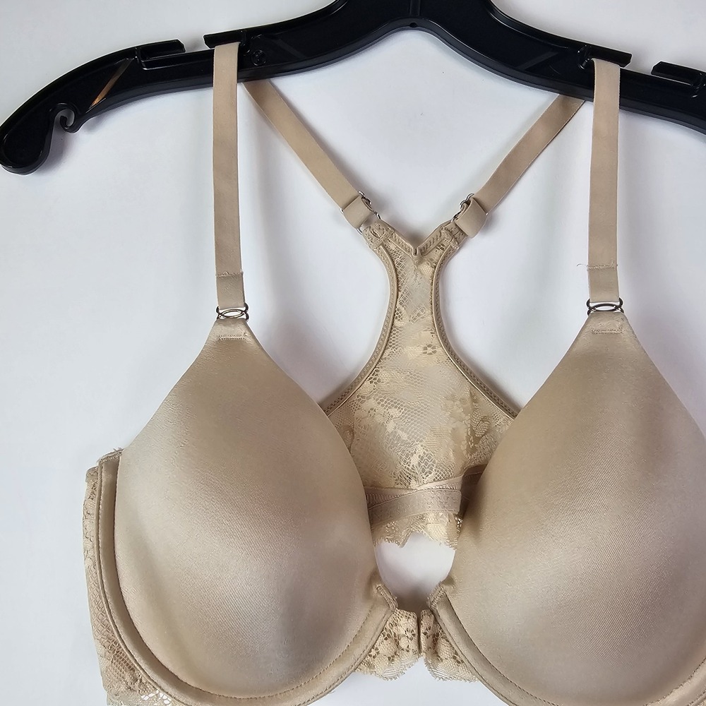 MAIDENFORM Smoothing Back n Sides Racerback Smart Zone Cups 34C #012395 Beige